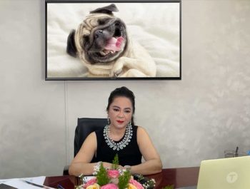 Ghép ảnh của bạn vào tivi livestream của bà Phương Hằng