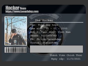 Chế ảnh thẻ Hacker siêu ngầu Online