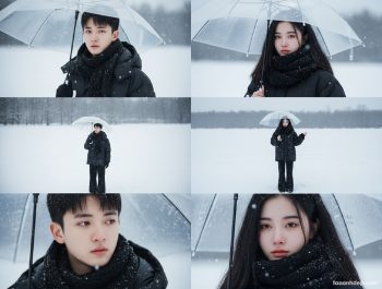 Tạo hình nền AI Cầm ô giữa trời đông Tạo hình nền AI Cầm ô giữa trời đông