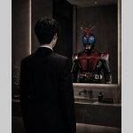Prompt tạo ảnh phản chiếu Kamen Rider trong gương